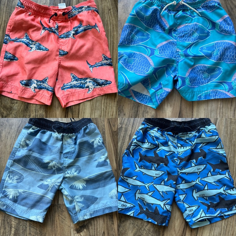 Tea Collection Kids Shark and Fish Print Swim Trunks Set